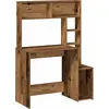 Image de vidaXL Bureau avec étagère aspect bois ancien 100x45x140cm Bois composite