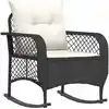 Image de vidaXL Fauteuil à bascule de jardin avec coussin noir Poly rotin