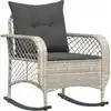 Image de vidaXL Fauteuil à bascule de jardin avec coussin gris clair Poly rotin