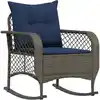 Image de vidaXL Fauteuil à bascule de jardin avec coussin Gris Poly Rattan