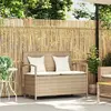 Image de vidaXL Banc de jardin avec espace de rangement et coussins Beige Poly Rattan