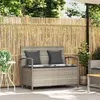 Image de vidaXL Banc de jardin avec espace de rangement et coussins gris clair Poly rotin