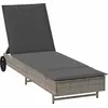 Image de vidaXL Chaise longue avec roulettes et support Gris Poly rotin
