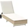 Image de vidaXL Chaise longue avec roulettes et support Beige Poly Rattan