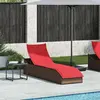 Image de vidaXL Chaise longue pliante avec support et espace de rangement Marron Poly-Rattan