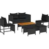 Image de vidaXL Ensemble de canapé de jardin avec coussins 6 pcs noir poly rotin