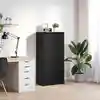 Image de vidaXL Armoire avec tiroir noir aspect chêne 55,5x34x119,5 cm