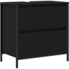 Image de vidaXL Meuble sous-lavabo avec tiroirs noir imitation chêne