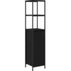 Image de vidaXL Armoire de salle de bain avec étagères Noir imitation chêne 36x35x165 cm