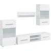 Image de vidaXL Meuble-paroi 5 pièces avec éclairage LED Blanc mat Mat Matériau dérivé du bois