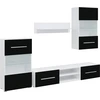 Image de vidaXL Meuble-paroi 5 pièces avec éclairage LED Noir mat Mat Matériau dérivé du bois