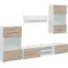 Image de vidaXL Meuble-paroi 5 pièces avec éclairage LED Chêne Sonoma Matériau dérivé du bois