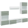 Image de vidaXL Meuble-paroi 5 pièces avec éclairage LED vert olive Matériau dérivé du bois