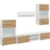 Image de vidaXL Meuble-paroi 5 pièces avec éclairage LED Chêne Artisan Matériau dérivé du bois