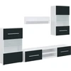 Image de vidaXL Meuble-paroi 5 pièces avec éclairage LED Mat Indigo Matériau dérivé du bois