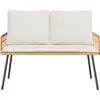 Image de Banc de jardin vidaXL avec coussins, couleur naturelle, 114 x 64 x 90 cm, en acier
