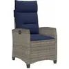 Image de vidaXL Fauteuil de jardin avec table d'appoint Réglable Gris Poly Rattan