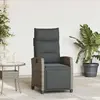 Image de vidaXL Fauteuil de jardin avec table d'appoint Réglable Gris Poly Rattan