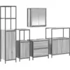 Image de Ensemble de meubles de salle de bain vidaXL, 5 pièces, gris, 36 x 35 x 165 cm, fabriqué en bois composite