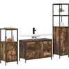 Image de vidaXL Ensemble de meubles de salle de bains avec porte 3 pcs chêne fumé et noir