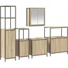 Image de Ensemble de meubles de salle de bain vidaXL avec étagère, 5 pièces, chêne Sonoma et noir