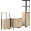 Image de Ensemble de meubles de salle de bain vidaXL avec étagère, 3 pièces, chêne Sonoma et noir