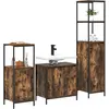 Image de vidaXL Ensemble de meubles de salle de bains avec porte 3 pcs chêne fumé et noir