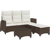 Image de vidaXL Ensemble de salon de jardin 3 pièces avec coussins L-Form brun Poly rotin