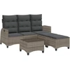 Image de vidaXL Ensemble de salon de jardin 3 pièces avec coussins L-forme Gris Poly Rattan