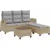 Image de vidaXL Ensemble de salon de jardin 3 pièces avec coussins L-Form Beige Poly Rattan
