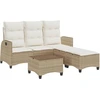Image de vidaXL Ensemble de salon de jardin 3 pièces avec coussins L-Form Beige Poly Rattan