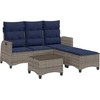 Image de vidaXL Ensemble de salon de jardin 3 pièces avec coussins L-forme Gris Poly Rattan