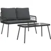 Image de vidaXL Ensemble de salle à manger de jardin avec coussins 2 pièces Noir Poly-rotin