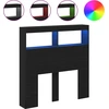 Image de vidaXL Tête de lit LED avec étagères Noir aspect chêne 100x17x102 cm