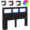 Image de vidaXL Tête de lit LED avec étagères Noir aspect chêne 140x17x102 cm