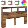 Image de vidaXL Tête de lit LED avec étagères aspect bois ancien 160x17x102 cm
