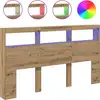 Image de vidaXL Tête de lit LED avec étagères Chêne Artisan 180x17x102 cm