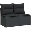 Image de vidaXL Ensemble de salon de jardin 2 pièces avec coussins noir poly rotin