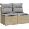 Image de vidaXL Ensemble de salon de jardin 2 pièces avec coussins Beige Poly rotin Acacia