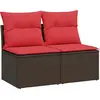 Image de vidaXL Ensemble de salon de jardin 2 pièces avec coussins Marron Poly rotin Acacia