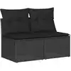 Image de vidaXL Ensemble de salon de jardin 2 pièces avec coussins noir poly rotin