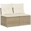Image de vidaXL Ensemble de salon de jardin 2 pièces avec coussins Beige Poly rotin Acacia