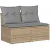 Image de vidaXL Ensemble de salon de jardin 2 pièces avec coussins Beige Poly rotin Acacia