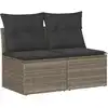 Image de vidaXL Ensemble de salon de jardin 2 pièces avec coussins Gris Poly rotin Acacia