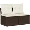 Image de vidaXL Ensemble de salon de jardin 2 pièces avec coussins Marron Poly rotin Acacia