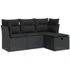 Image de vidaXL Ensemble de salon de jardin 4 pièces avec coussins noir poly rotin