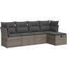 Image de vidaXL Ensemble de salon de jardin 5 pièces avec coussins Gris Poly rotin