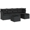Image de vidaXL Ensemble de salon de jardin 6 pièces avec coussins noir poly rotin
