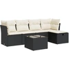 Image de vidaXL Ensemble de salon de jardin 6 pièces avec coussins noir poly rotin