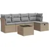 Image de vidaXL Ensemble de salon de jardin 6 pièces avec coussins Beige Poly Rattan